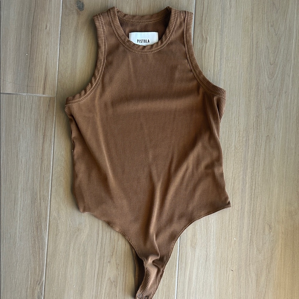 Pistola Brown Ribbed Tank Bodysuit